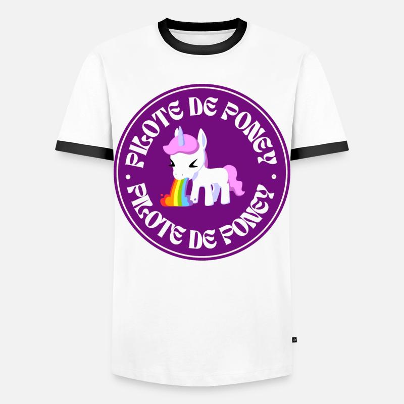 Pony-Pilot - Männer Kontrast-T-Shirt - Weiß/Schwarz