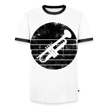 Trumpet - Men's Ringer Shirt - white/black - Front - AI Model Female 172 light (172cm) & AI Model Male 178 dark (178cm)