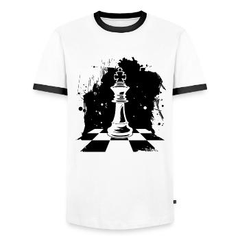 Dessin de pièces d’échecs - T-shirt contrasté Homme - blanc/noir - Devant - AI Model Female 172 light (172cm) & AI Model Male 178 dark (178cm)