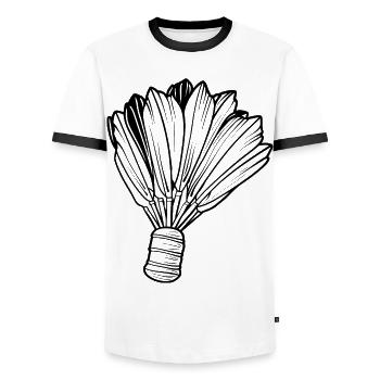 Federball Skizze - Männer Kontrast-T-Shirt - Weiß/Schwarz - Vorne - AI Model Female 172 light (172cm) & AI Model Male 178 dark (178cm)