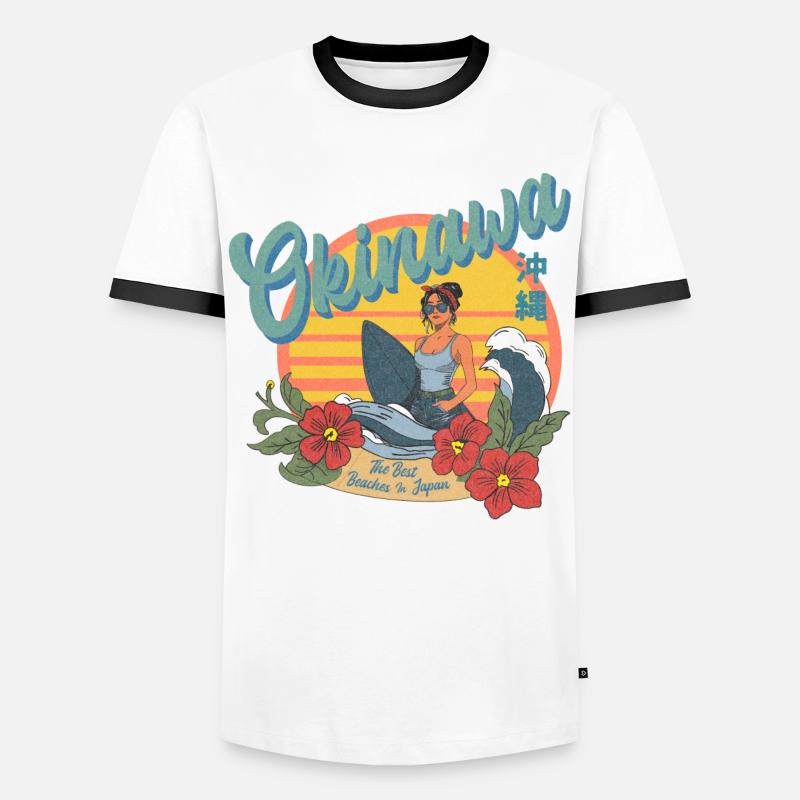 Okinawa Beaches (Halftone Version) - Männer Kontrast-T-Shirt - Weiß/Schwarz