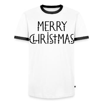 Joyeux Noël - T-shirt contrasté Homme - blanc/noir - Devant - AI Model Female 172 light (172cm) & AI Model Male 178 dark (178cm)