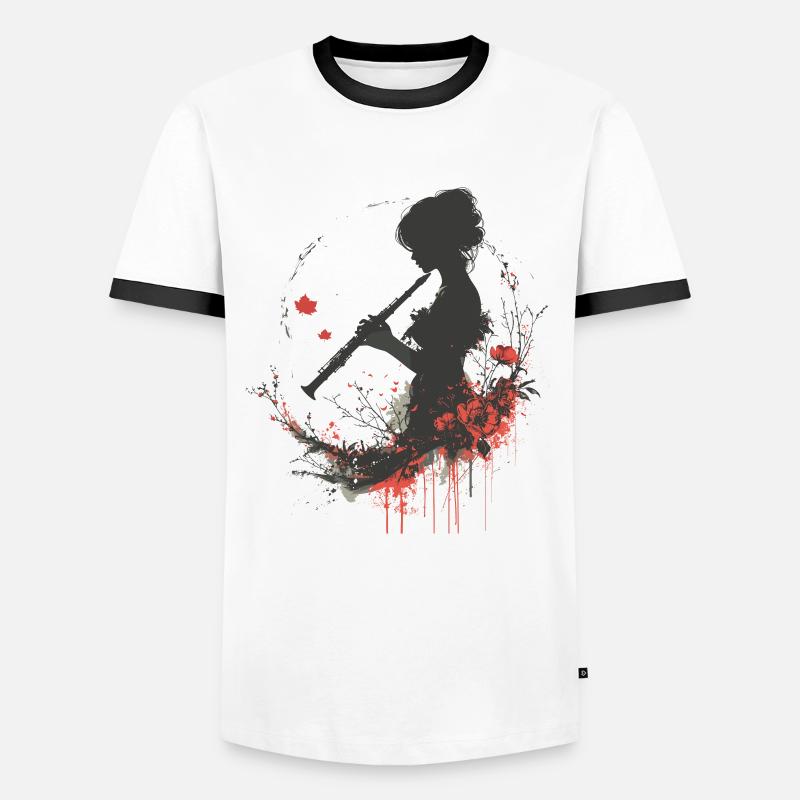 Flötenmädchen - Männer Kontrast-T-Shirt - Weiß/Schwarz
