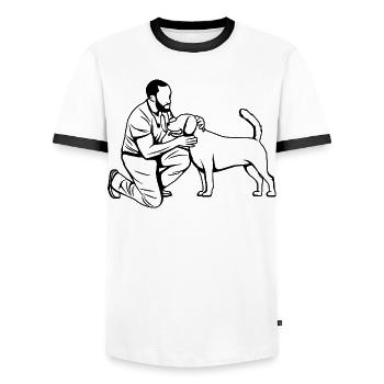 Technicien vétérinaire - T-shirt contrasté Homme - blanc/noir - Devant - AI Model Female 172 light (172cm) & AI Model Male 178 dark (178cm)