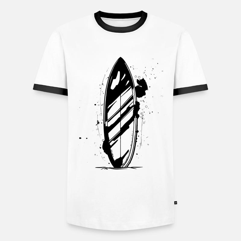 Surfboard Drawing - Men's Ringer Shirt - white/black