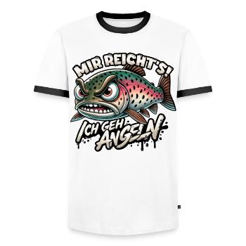 Mir reichts ich geh Angeln Forelle Geschenk - Männer Kontrast-T-Shirt - Weiß/Schwarz - Vorne - AI Model Female 172 light (172cm) & AI Model Male 178 dark (178cm)