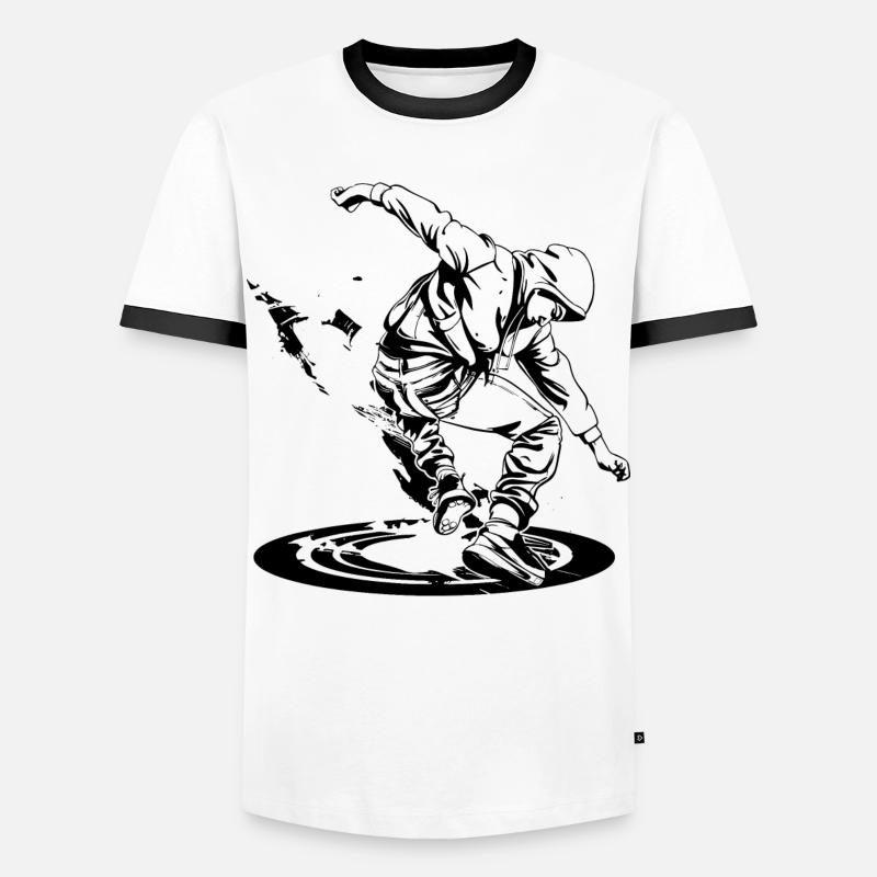 Breakdancer Drawing - Men's Ringer Shirt - white/black