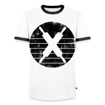 Rouleau à pâtisserie - T-shirt contrasté Homme - blanc/noir - Devant - AI Model Female 172 light (172cm) & AI Model Male 178 dark (178cm)