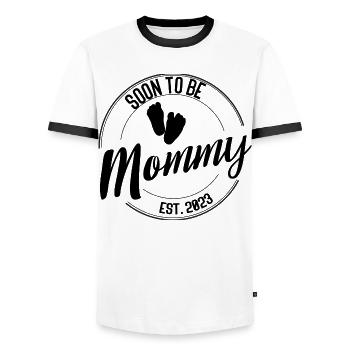 Soon to Be Mommy–Geschenk für werdende Mütter 2023 - Männer Kontrast-T-Shirt - Weiß/Schwarz - Vorne - AI Model Female 172 light (172cm) & AI Model Male 178 dark (178cm)