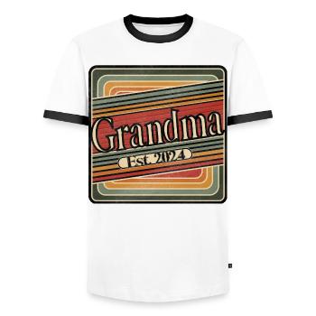 Grandma EST 2024 Rétro - T-shirt contrasté Homme - blanc/noir - Devant - AI Model Female 172 light (172cm) & AI Model Male 178 dark (178cm)