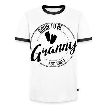 Bientôt Mamie – Cadeau pour les futures mamies 2024 - T-shirt contrasté Homme - blanc/noir - Devant - AI Model Female 172 light (172cm) & AI Model Male 178 dark (178cm)