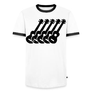 Ukulele Zeichnung - Männer Kontrast-T-Shirt - Weiß/Schwarz - Vorne - AI Model Female 172 light (172cm) & AI Model Male 178 dark (178cm)