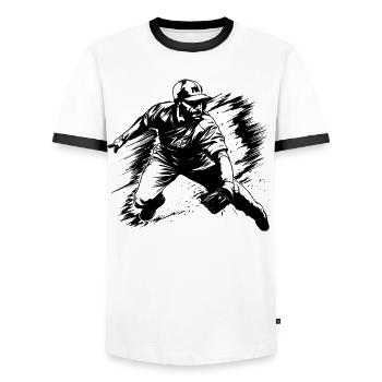 Baseball Sketch - Men's Ringer Shirt - white/black - Front - AI Model Female 172 light (172cm) & AI Model Male 178 dark (178cm)