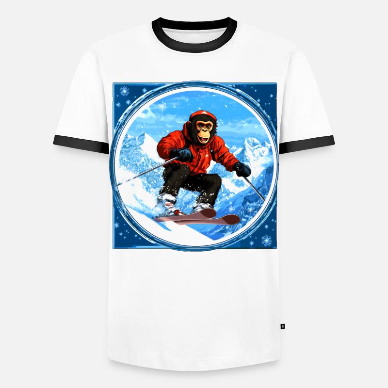 Ski Monkey - Men's Ringer Shirt - white/black