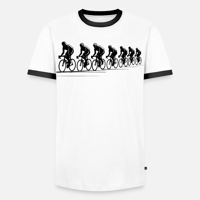 Cyclist Drawing - Men's Ringer Shirt - white/black