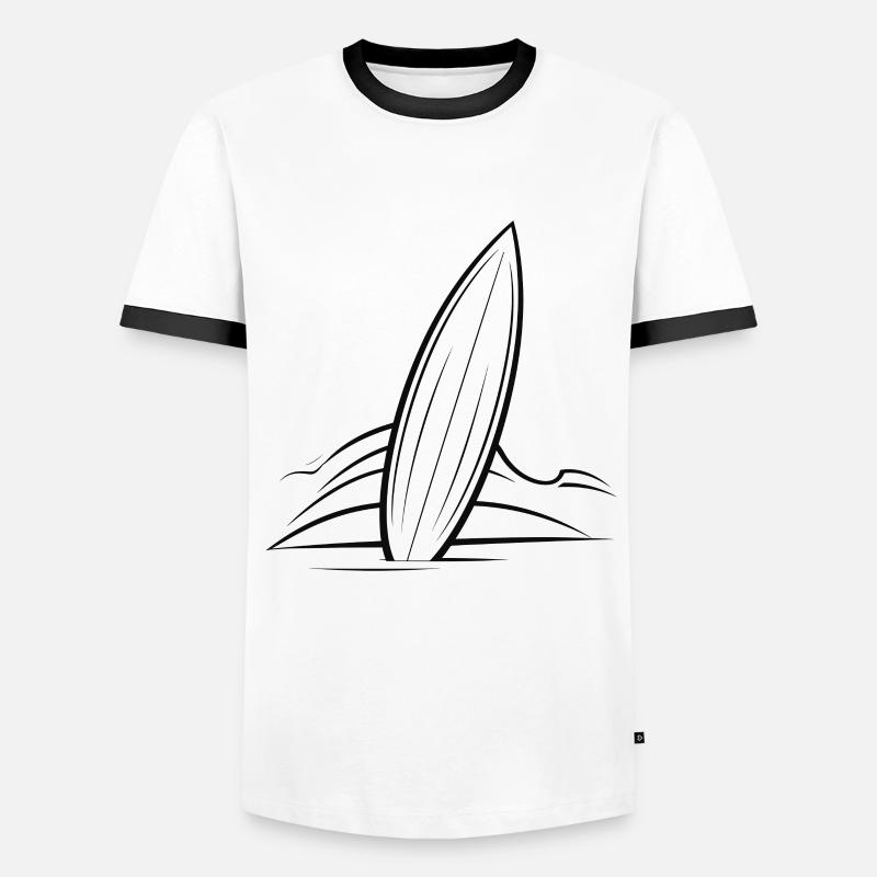 Surfboard Drawing - Men's Ringer Shirt - white/black