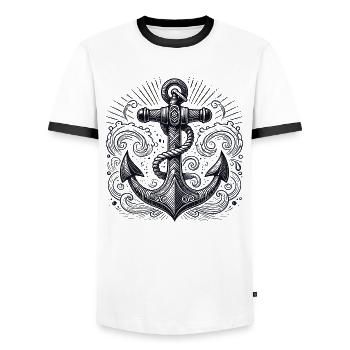 ancre navire ancre ancre Cool Maritime cadeau - T-shirt contrasté Homme - blanc/noir - Devant - AI Model Female 172 light (172cm) & AI Model Male 178 dark (178cm)