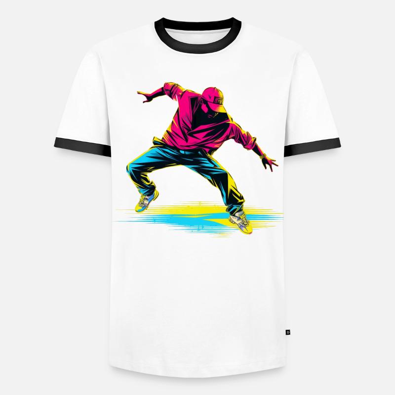 Breakdance Retrowave - Men's Ringer Shirt - white/black