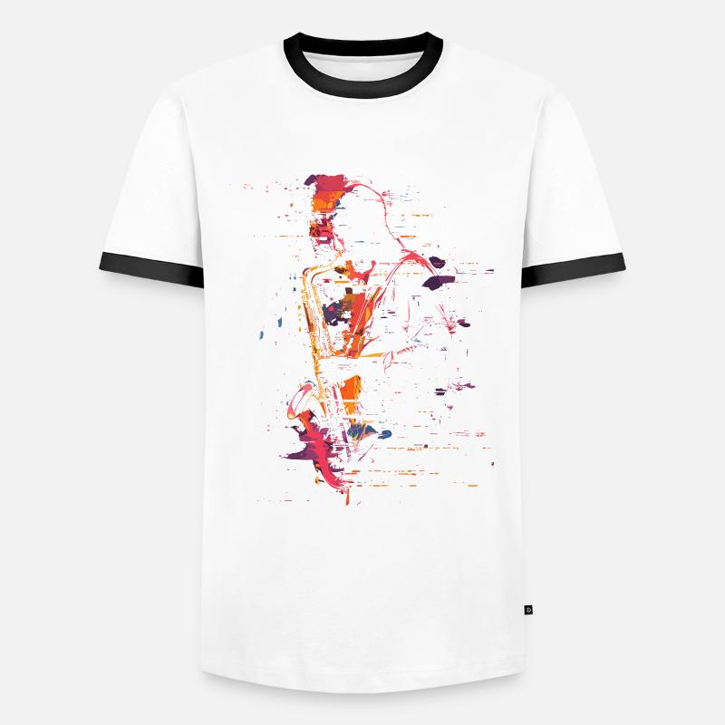 Saxophonist Synthwave - Men's Ringer Shirt - white/black
