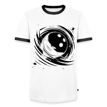 Bowling Grafik - Männer Kontrast-T-Shirt - Weiß/Schwarz - Vorne - AI Model Female 172 light (172cm) & AI Model Male 178 dark (178cm)