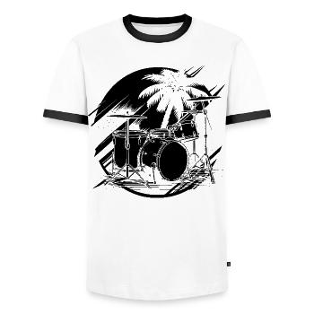 Trapset Zeichnung - Männer Kontrast-T-Shirt - Weiß/Schwarz - Vorne - AI Model Female 172 light (172cm) & AI Model Male 178 dark (178cm)