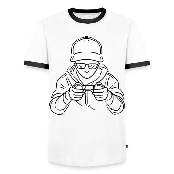 Spiel Liebhaber - Männer Kontrast-T-Shirt - Weiß/Schwarz - Vorne - AI Model Female 172 light (172cm) & AI Model Male 178 dark (178cm)