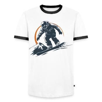 Snowboarder Graphic - Men's Ringer Shirt - white/black - Front - AI Model Female 172 light (172cm) & AI Model Male 178 dark (178cm)