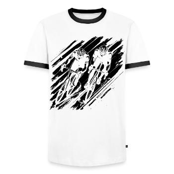 Cyclist - Men's Ringer Shirt - white/black - Front - AI Model Female 172 light (172cm) & AI Model Male 178 dark (178cm)