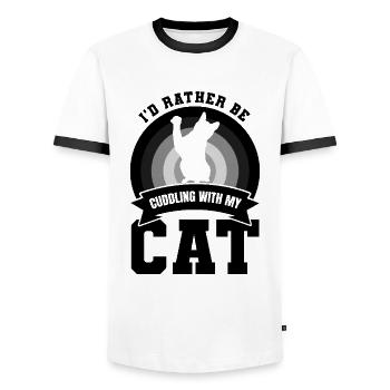I'd Rather Be Cuddling With My Cat - Men's Ringer Shirt - white/black - Front - AI Model Female 172 light (172cm) & AI Model Male 178 dark (178cm)