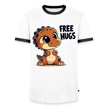 T-Rex süß Baby Dino Babydino Dinobaby Geschenk - Männer Kontrast-T-Shirt - Weiß/Schwarz - Vorne - AI Model Female 172 light (172cm) & AI Model Male 178 dark (178cm)