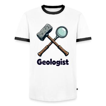 Geologist Tools - Men's Ringer Shirt - white/black - Front - AI Model Female 172 light (172cm) & AI Model Male 178 dark (178cm)