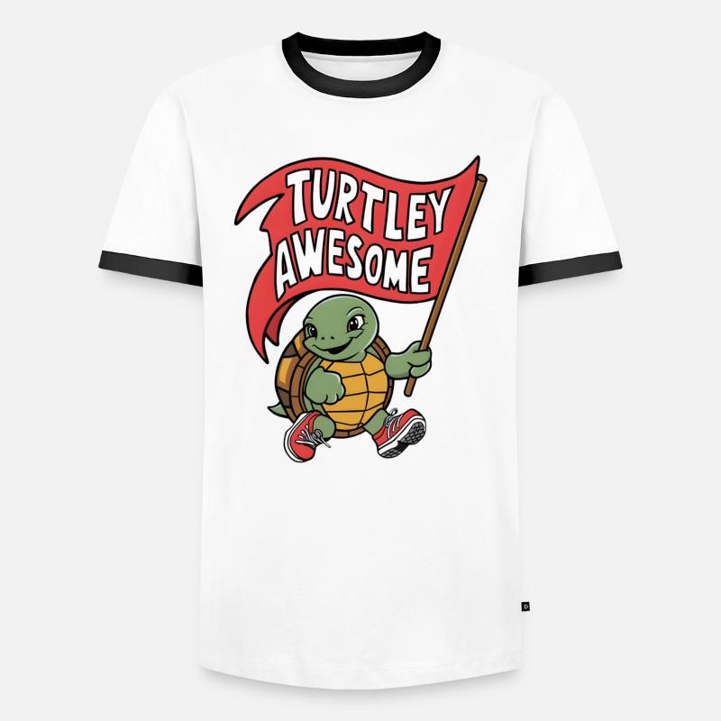 Turtley Awesome Flag Turtle - Männer Kontrast-T-Shirt - Weiß/Schwarz