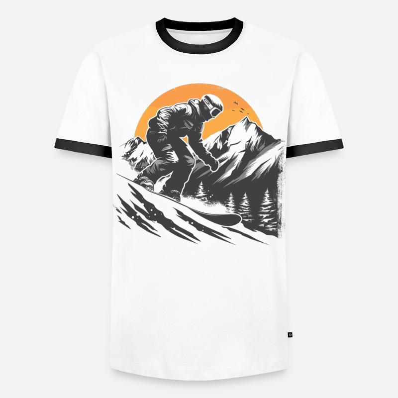 Snowboarder Drawing - Men's Ringer Shirt - white/black