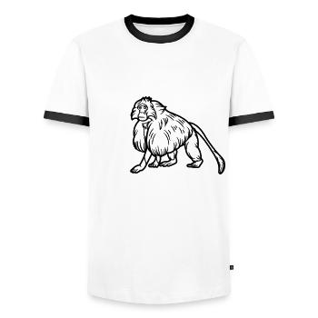 Singe Gelada - T-shirt contrasté Homme - blanc/noir - Devant - AI Model Female 172 light (172cm) & AI Model Male 178 dark (178cm)