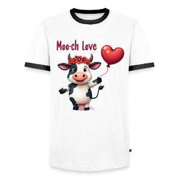 Moo-ch Love - T-shirt contrasté Homme - blanc/noir - Devant - AI Model Female 172 light (172cm) & AI Model Male 178 dark (178cm)