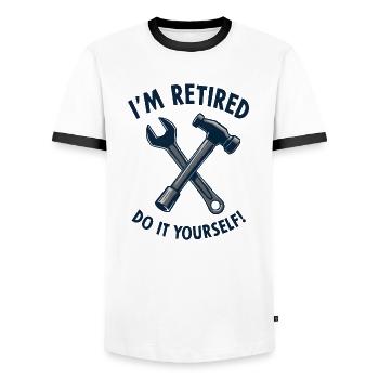 I'm Retired, Do It Yourself! - Männer Kontrast-T-Shirt - Weiß/Schwarz - Vorne - AI Model Female 172 light (172cm) & AI Model Male 178 dark (178cm)