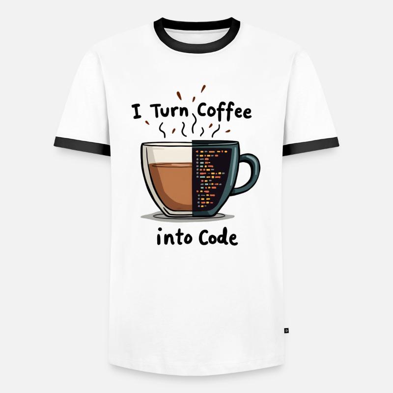 Du café au code - T-shirt contrasté Homme - blanc/noir