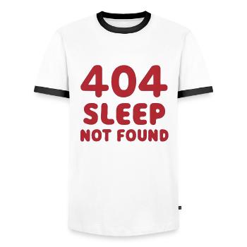 404: Sleep Not Found - Men's Ringer Shirt - white/black - Front - AI Model Female 172 light (172cm) & AI Model Male 178 dark (178cm)