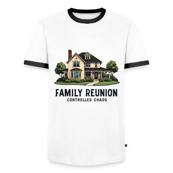 Réunion de famille - Chaos contrôlé - T-shirt contrasté Homme - blanc/noir - Devant - AI Model Female 172 light (172cm) & AI Model Male 178 dark (178cm)