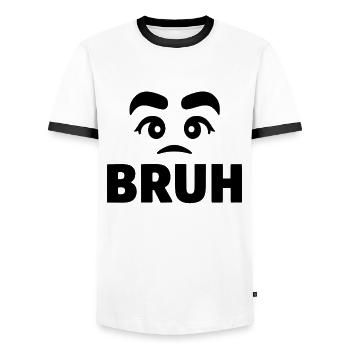 Brew eyebrow - Men's Ringer Shirt - white/black - Front - AI Model Female 172 light (172cm) & AI Model Male 178 dark (178cm)