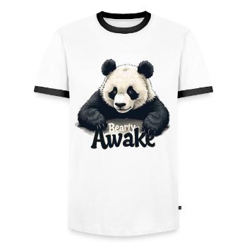 Bearly Awake - Männer Kontrast-T-Shirt - Weiß/Schwarz - Vorne - AI Model Female 172 light (172cm) & AI Model Male 178 dark (178cm)