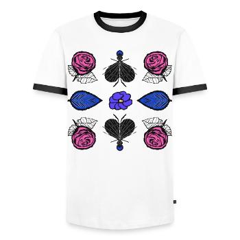 Roses Pop Art - Men's Ringer Shirt - white/black - Front - AI Model Female 172 light (172cm) & AI Model Male 178 dark (178cm)