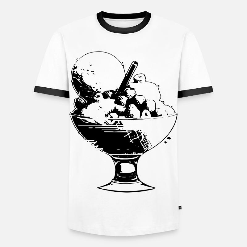 Eisbecher - Männer Kontrast-T-Shirt - Weiß/Schwarz