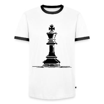 Chess piece pixel graphic - Men's Ringer Shirt - white/black - Front - AI Model Female 172 light (172cm) & AI Model Male 178 dark (178cm)