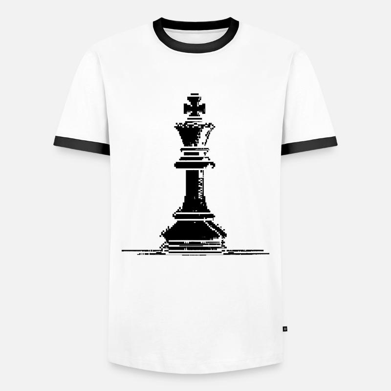 Schachfigur Pixel Grafik - Männer Kontrast-T-Shirt - Weiß/Schwarz