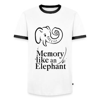 La mémoire comme un éléphant - T-shirt contrasté Homme - blanc/noir - Devant - AI Model Female 172 light (172cm) & AI Model Male 178 dark (178cm)