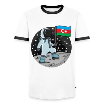 Astronaut Flag Azerbaijan - Men's Ringer Shirt - white/black - Front - AI Model Female 172 light (172cm) & AI Model Male 178 dark (178cm)
