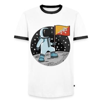 Astronaut Flag Bhutan - Men's Ringer Shirt - white/black - Front - AI Model Female 172 light (172cm) & AI Model Male 178 dark (178cm)