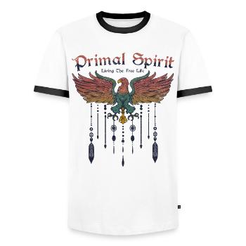 Primal Spirit Boho Adler Vogel Bohemian Freiheit - Männer Kontrast-T-Shirt - Weiß/Schwarz - Vorne - AI Model Female 172 light (172cm) & AI Model Male 178 dark (178cm)