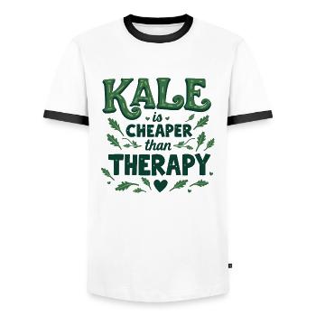 Le chou frisé est moins cher que la thérapie - T-shirt contrasté Homme - blanc/noir - Devant - AI Model Female 172 light (172cm) & AI Model Male 178 dark (178cm)